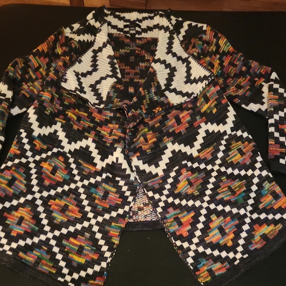 intro. Sweaters - Intro Multicolor Southwestern Geometric Print Loose Women's Cardigan